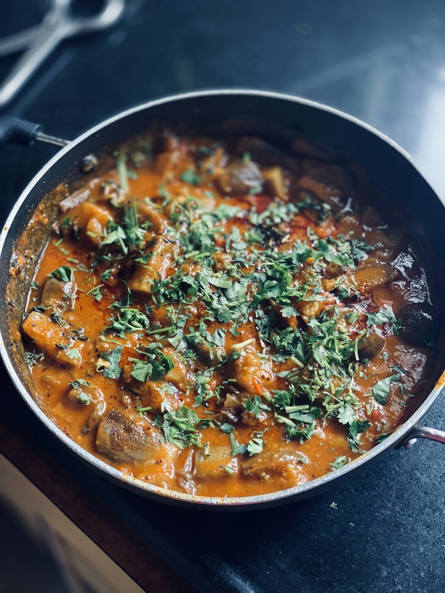 Handi curry finished with fresh coriander