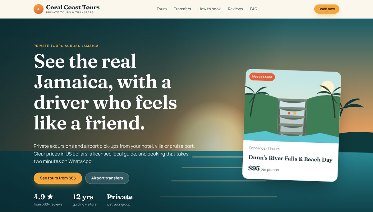 Coral Coast Tours website template